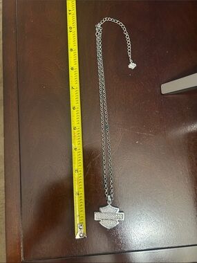 Harley-Davidson Silver Shield Crystal Pendant Necklace